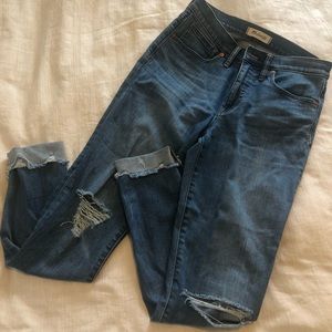 9” high rise distressed madewell jeans